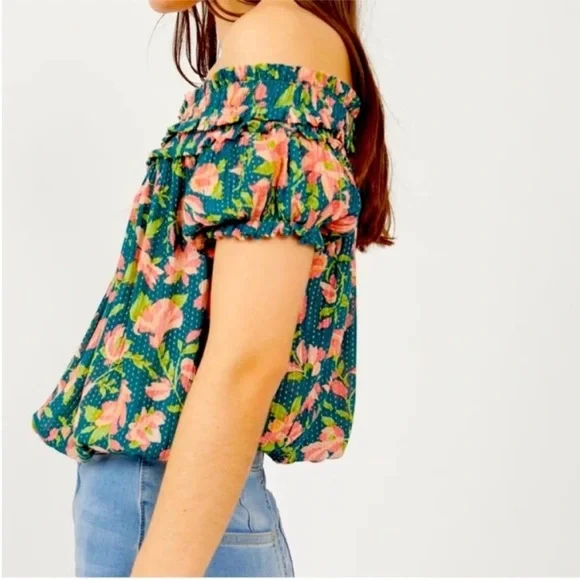 Free People Suki Blouse in Garden Combo Size Small NWT - Picture 3 of 9